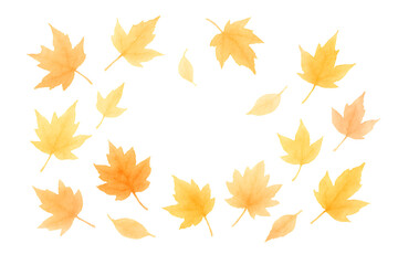 Autumn maple leaves border isolated on transparent background