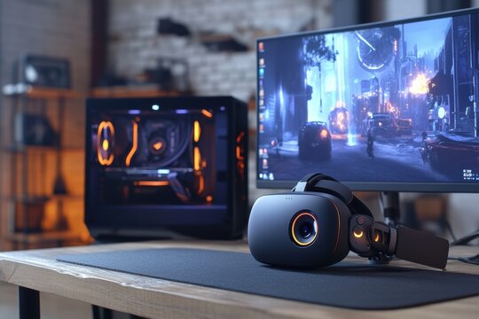 RGB gaming desktop with modern monitor setup
