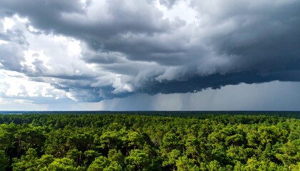 Storm clouds over forest