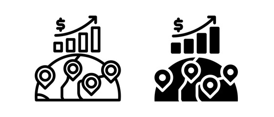 Obraz premium Emerging Markets multiple icon set of two.line and glyph vector illustration