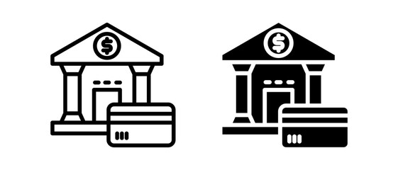 Bank multiple icon set of two.line and glyph vector illustration