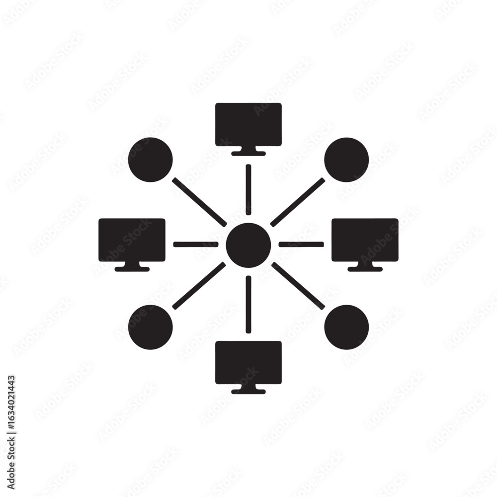 Poster computer network flat vector icon. simple solid symbol isolated on white background