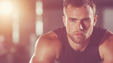 Sweating athlete pedaling vigorously on spin bike inside gritty industrial gym, embodying fitness commitment