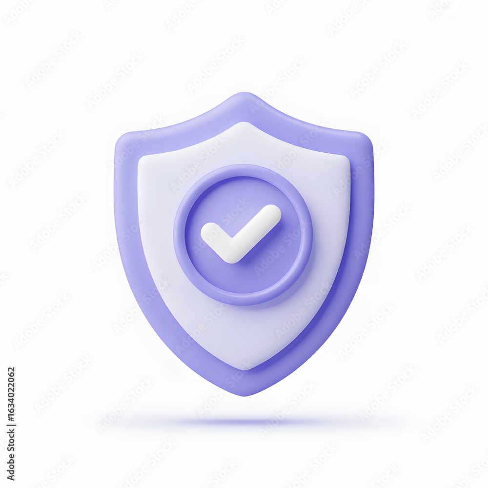 Poster digital protection: a 3d rendered image of a shield featuring checkmark symbol, symbolizing digital 