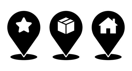 Map pin icon set. Location marker symbol for web design, app, and UI. GPS navigator pointer