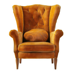 Vintage Leather Armchair with Button Tufting and Wooden Legs