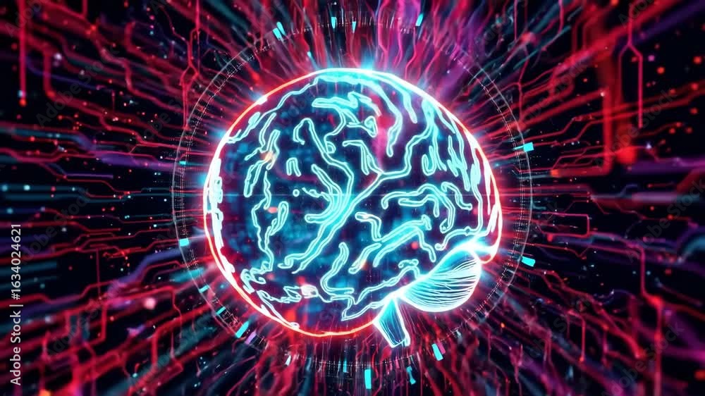 Poster brain and neural network: a vibrant digital rendering showcases the intricate beauty of a human brai