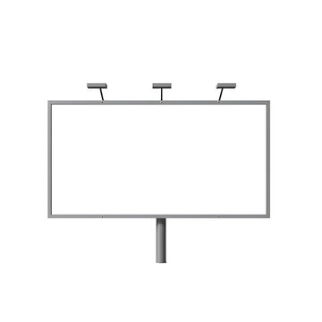 Blank Billboard with Lights on Transparent Background