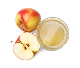 Tasty compot with apples isolated on white, top view