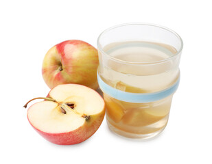 Tasty compot with apples isolated on white