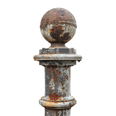 Rusty Metal Bollard with Weathered Texture and Old Patina Appearance