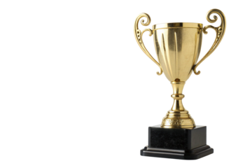 PNG image of Shiny Gold Winner's Trophy on white background