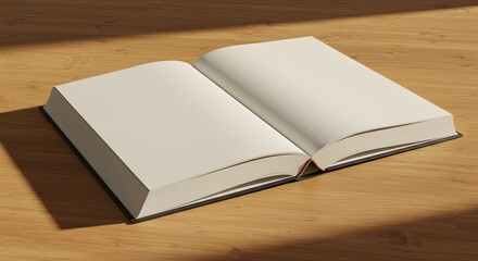 Fototapeta premium Open Book on Light Wood Surface, Minimalist Still Life