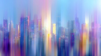 Fototapeta premium Abstract cityscape featuring vertical motion blur and vibrant color blending