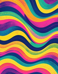 Ignite your designs with this vibrant retro-futuristic abstraction, where bright neon waves and bold colors create a stunning sense of depth. This creative background is engineered for high-energy soc