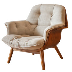 Elegant Modern Armchair with Wooden Legs and Soft Upholstery