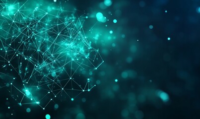 Digital technology banner with green and blue background, representing cyber technology, innovation, and data connectivity in a modern digital world, Generative AI