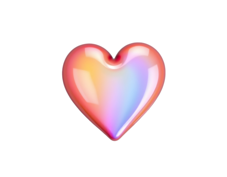 Iridescent Heart on Transparent Background