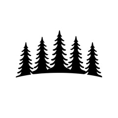 Obraz premium Silhouette of evergreen trees in a forest vector illustration graphic resource