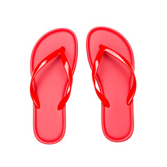 Pair of Red Flip-Flops Isolated on Transparent Background