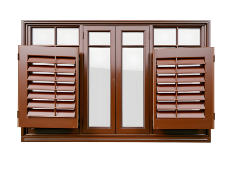 Wooden Window with Shutters