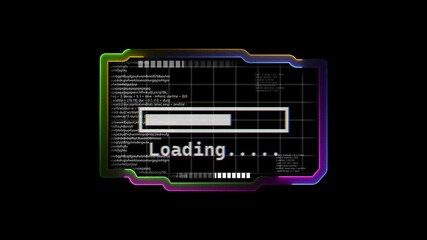 Futuristic HUD interface elements Futuristic with progress bar animation with a digital glitch effect. Sci-fi, high-tech user interface element showing data loading or processing animation . - Powered by Adobe