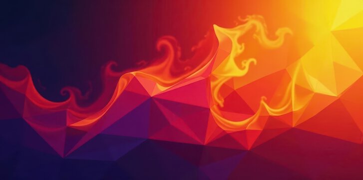 Geometric fire shapes, sharp angles and intense color gradients, fire design, lines, modern
