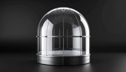 Empty Transparent Dome on Dark Background for Display