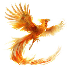 Majestic Firebird with Fiery Wings in Vibrant Orange Hues