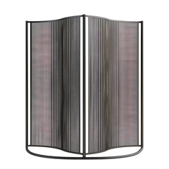 Abstract Decorative Room Divider with Textured Gray Fabric Panels