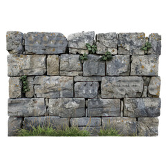 Textured Stone Wall with Greenery and Natural Elements