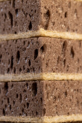 sponge with lots of holes for good foaming of detergents and is used for cleaning, brown sponge for...