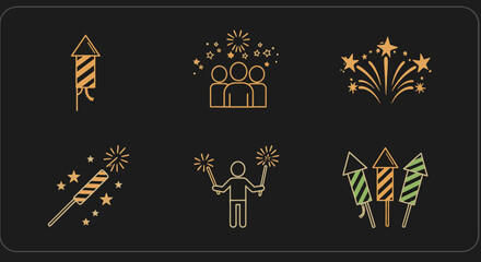 Fireworks Celebration Vector Icons Collection