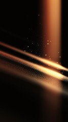 Golden dust drifting through warm light rays in dark ambient space
