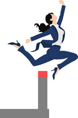 ハードルを飛び越えるビジネスウーマンのイラスト