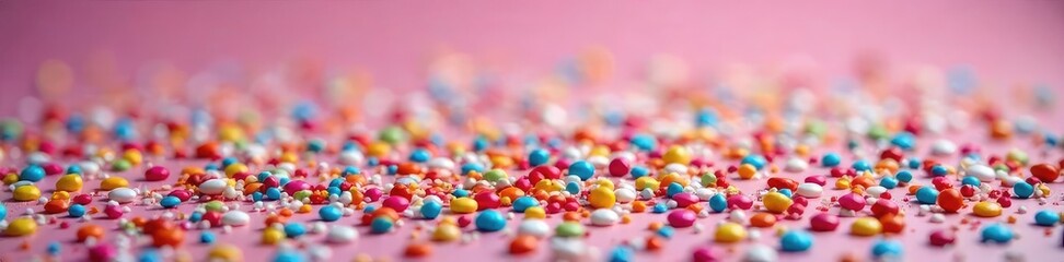 A vibrant scattering of colorful sprinkles, various shapes and sizes, creating a festive and sweet background texture Ideal for baking, dessert, and party themes , blue sprinkles, dessert sprinkles