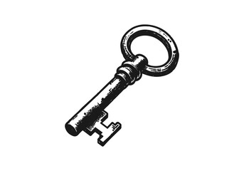 Old key vintage engraved hand drawn vector illustration