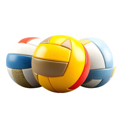 Fototapeta premium Three Volleyballs in 3D Cartoon Style