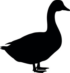 Black goose silhouette isolated on white