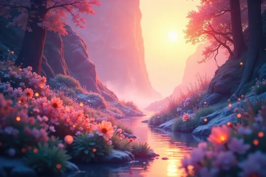 Close-up of a dreamy, ethereal landscape bathed in soft light, suggesting a spiritual realm born from imagination Perfect for meditation, fantasy, and new age themes , otherworldly, new age, cosmic