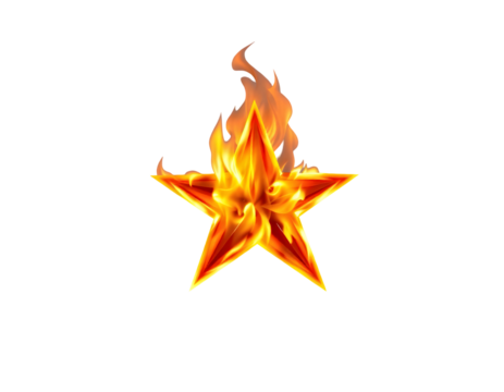 Fiery Star on Transparent Background