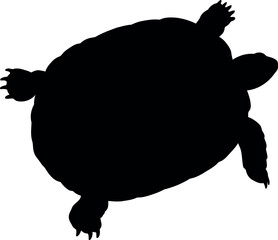 Black turtle silhouette swimming