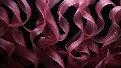 Obraz premium Twisting Satin Ribbons – Rose Red