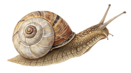 snail walking , Common periwinkle sea shell walking  isolated on transparent background
