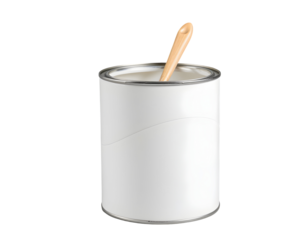 Paint Can with Stir Stick White Paint Ready for Application