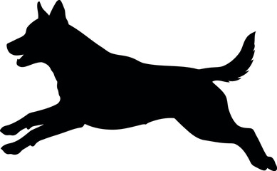 Dynamic dog silhouette running action silhouette