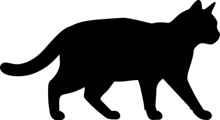 Black cat silhouette walking