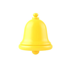 3d yellow notification bell icon in transparent white png background