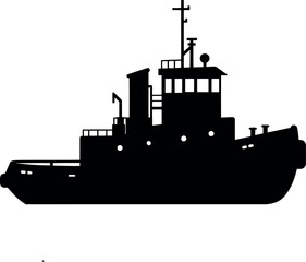 Obraz premium Tugboat silhouette maritime power marine industry