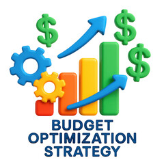 financial benefits budget optimization concept. Budget optimization strategy with graphs and gears.